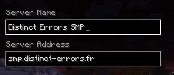 The add server menu filled out
